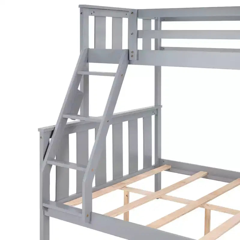 Lit superposé jumeau sur lit double pour enfants, cadre de lit en bois avec garde-corps haut et échelle
