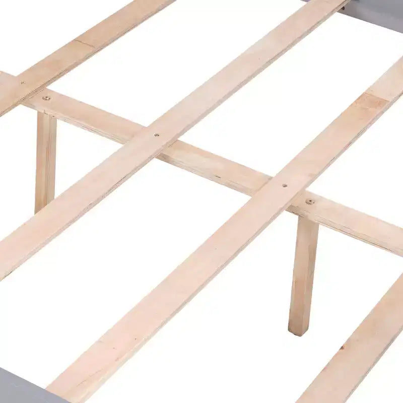 Lit superposé jumeau sur lit double pour enfants, cadre de lit en bois avec garde-corps haut et échelle