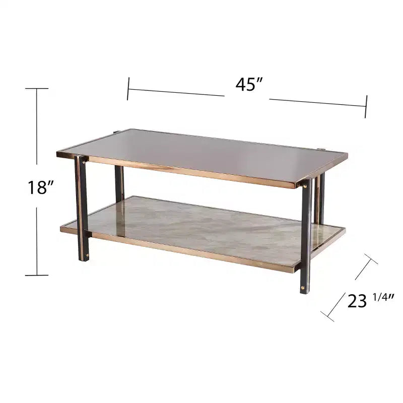 Table basse avec plateau miroir - Doré