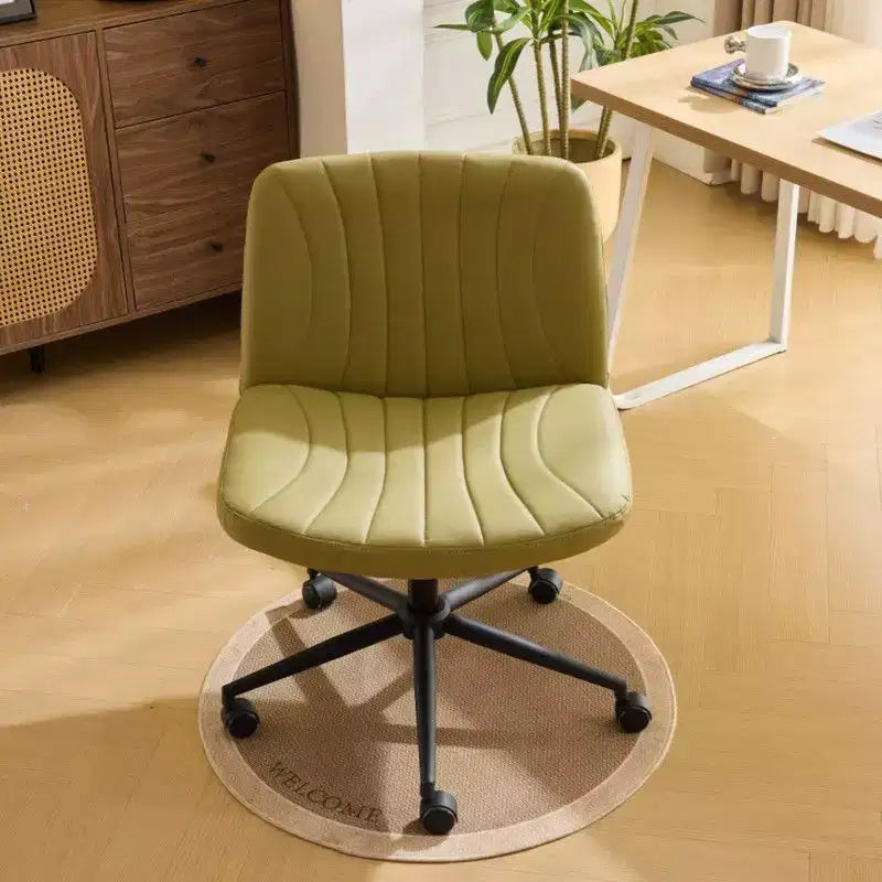 Chaise de bureau pivotante en similicuir PU vert avocat, réglable en hauteur