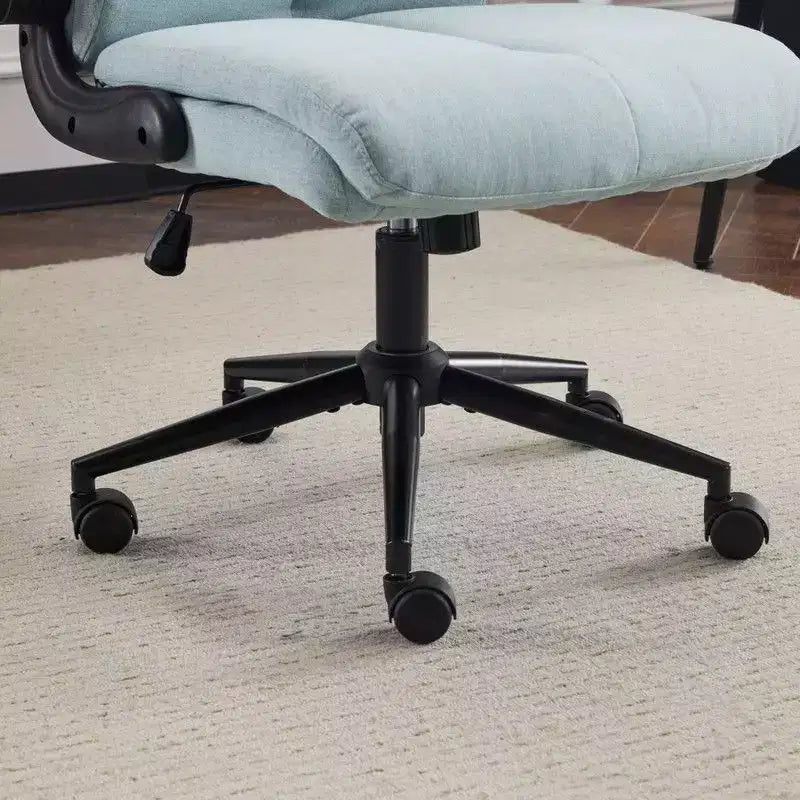 Fauteuil de bureau pivotant mi-dossier en coton et lin avec accoudoirs réglables