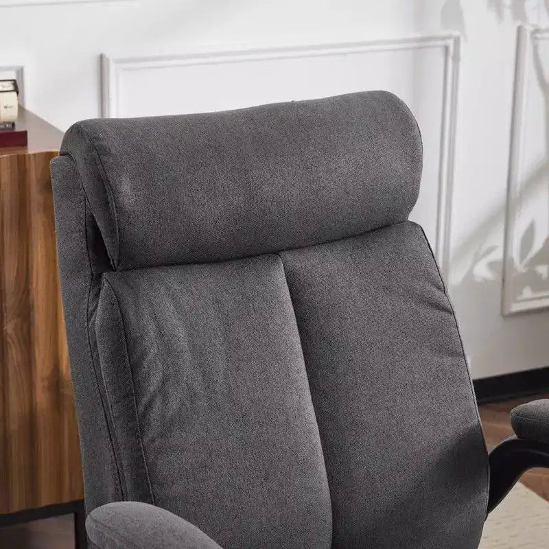 Fauteuil de bureau pivotant mi-dossier en coton et lin avec accoudoirs réglables