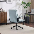 Fauteuil de bureau pivotant mi-dossier en coton et lin avec accoudoirs réglables