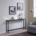 Console étroite et longue avec plateau miroir gris