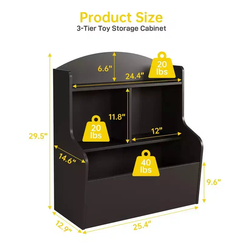 Étagère de rangement pour livres et jouets, meuble à 3 niveaux avec organiseur à casiers