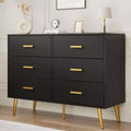 6 Drawer Dresser, Modern Wooden Dresser with Gold Handles and Storage Space, Chest of Drawers