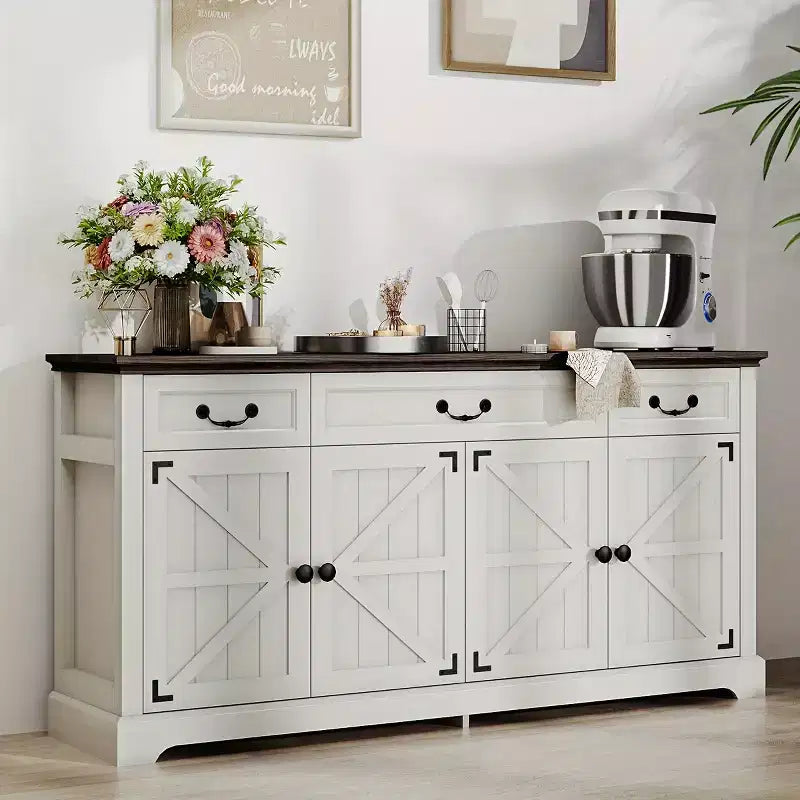 Bureau de direction avec tiroirs et classeur style ferme