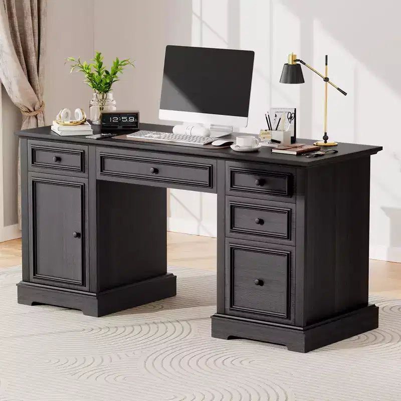 Bureau de direction avec tiroirs et classeur style ferme