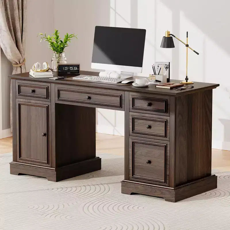 Bureau de direction avec tiroirs et classeur style ferme