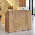 Lantine 47-Inch Reception Desk with Counter, Modern Front Desk with Cable Grommet for Checkout, Lobby, Beauty Salon, Home Office, Oak Finish