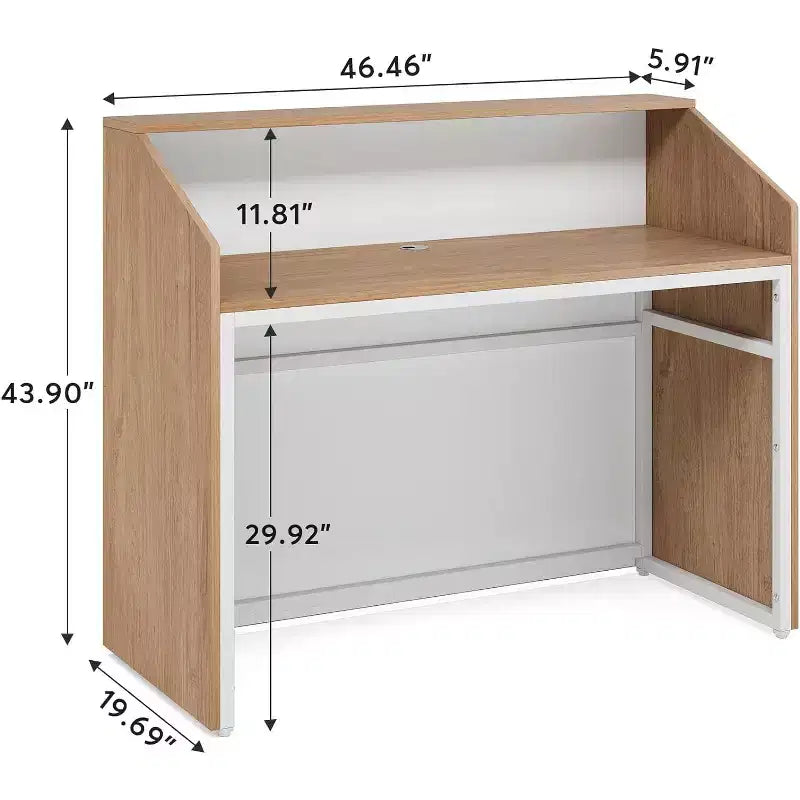 Comptoir de réception de 47 pouces avec dessus, bureau d'accueil moderne avec passe-câbles