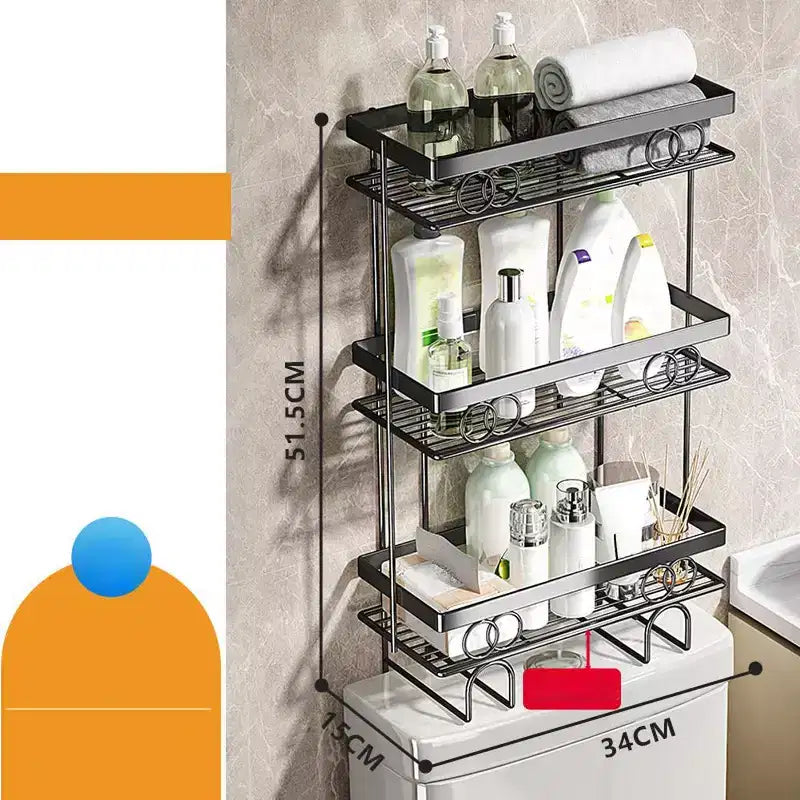 Étagère de rangement 3 niveaux à poser au-dessus des toilettes, organiseur de salle de bain en métal filaire