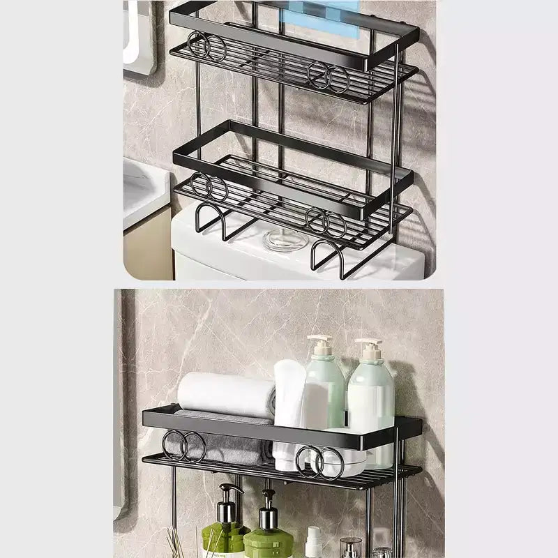 Étagère de rangement 3 niveaux à poser au-dessus des toilettes, organiseur de salle de bain en métal filaire