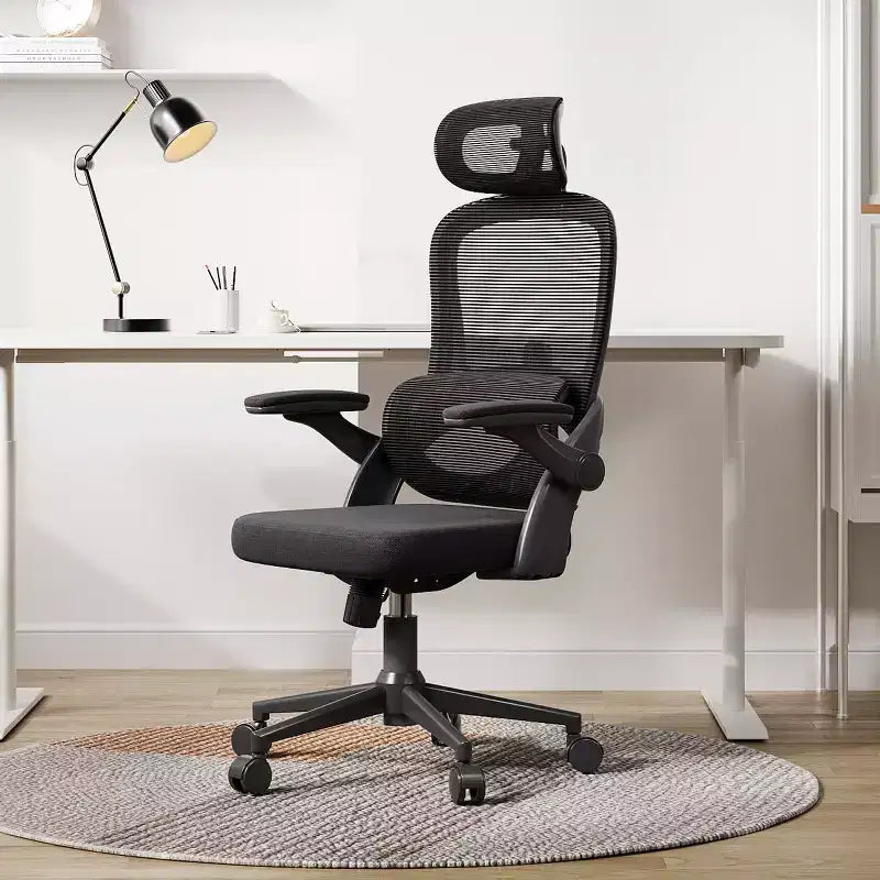 Chaise de Bureau Ergonomique Support Lombaire Réglable Inclinaison 110-130 Accoudoirs 3D Pivotants