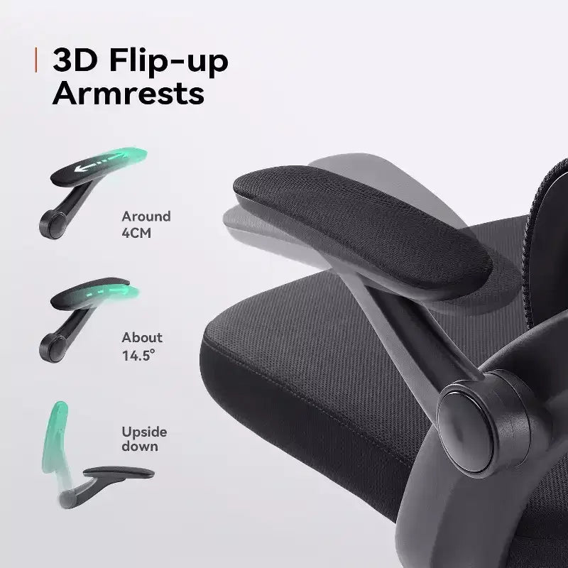Chaise de Bureau Ergonomique Support Lombaire Réglable Inclinaison 110-130 Accoudoirs 3D Pivotants