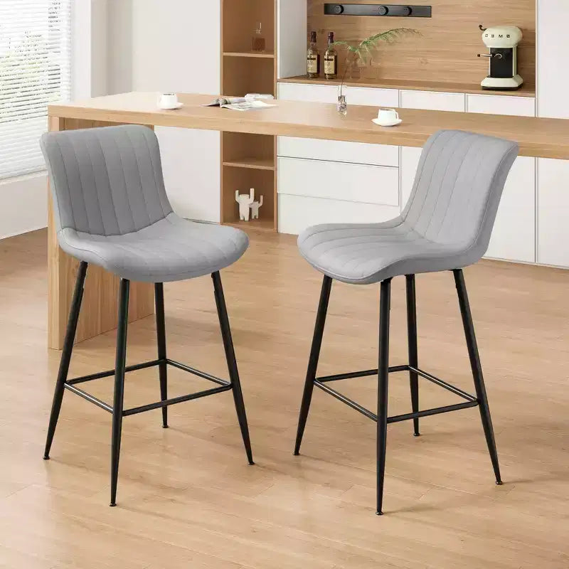 MAYEERTY Dining Chairs Set of 2 Faux Leather Metal Legs Kitchen &amp; Dining Room Chairs for Dining Room Gray