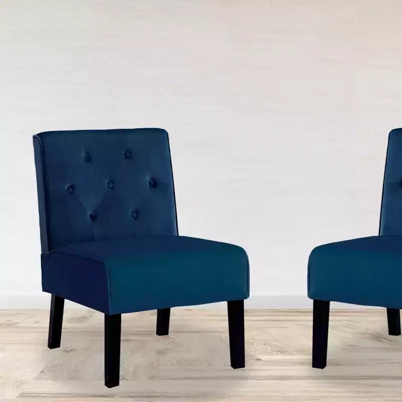 Fauteuil d'appoint en velours, sans accoudoirs, avec capitonnage à boutons