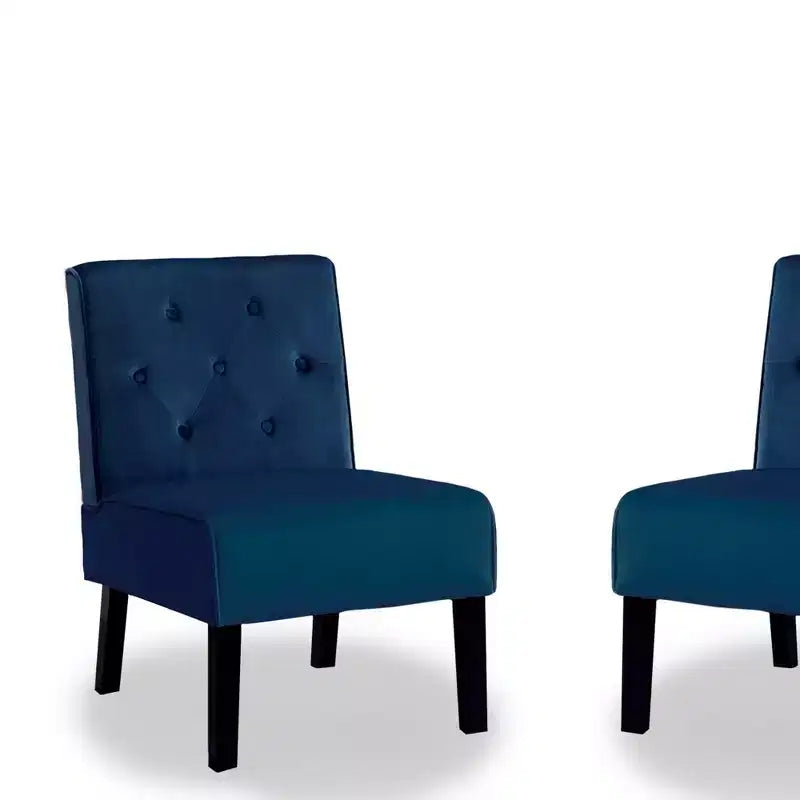 Fauteuil d'appoint en velours, sans accoudoirs, avec capitonnage à boutons