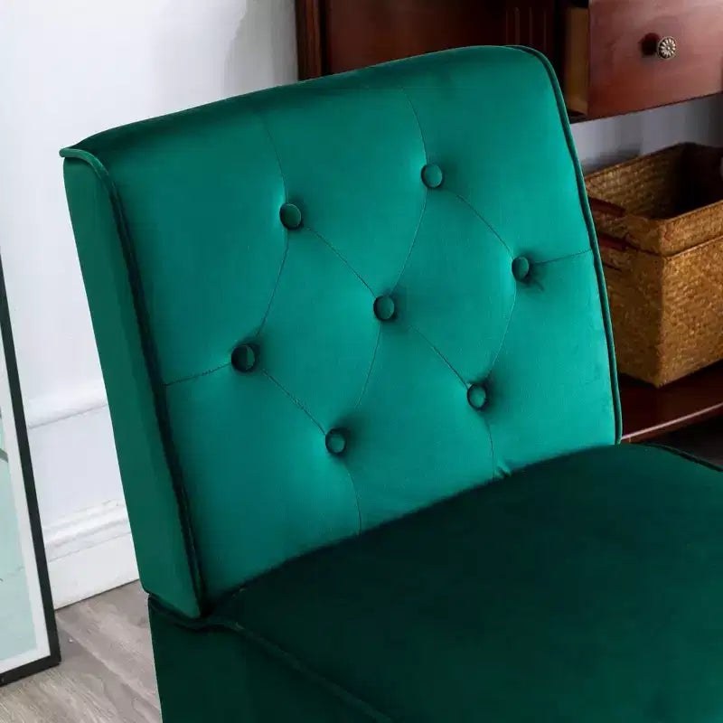 Fauteuil d'appoint en velours, sans accoudoirs, avec capitonnage à boutons