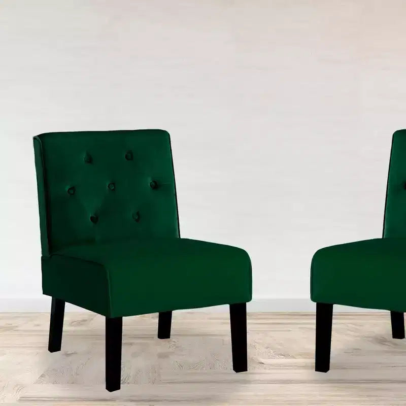 Fauteuil d'appoint en velours, sans accoudoirs, avec capitonnage à boutons