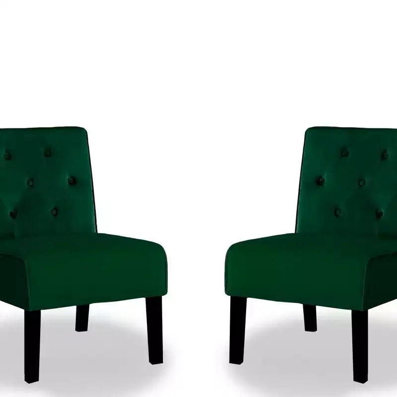 Fauteuil d'appoint en velours, sans accoudoirs, avec capitonnage à boutons