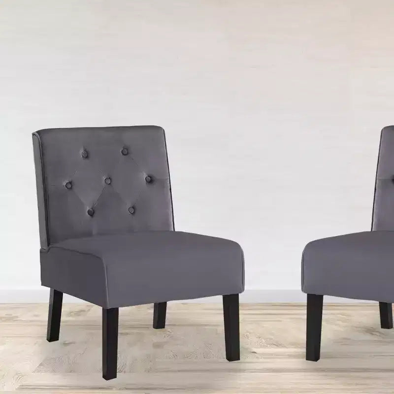Fauteuil d'appoint en velours, sans accoudoirs, avec capitonnage à boutons