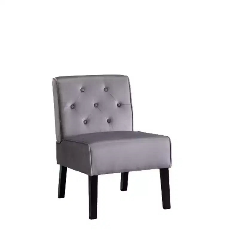 Fauteuil d'appoint en velours, sans accoudoirs, avec capitonnage à boutons