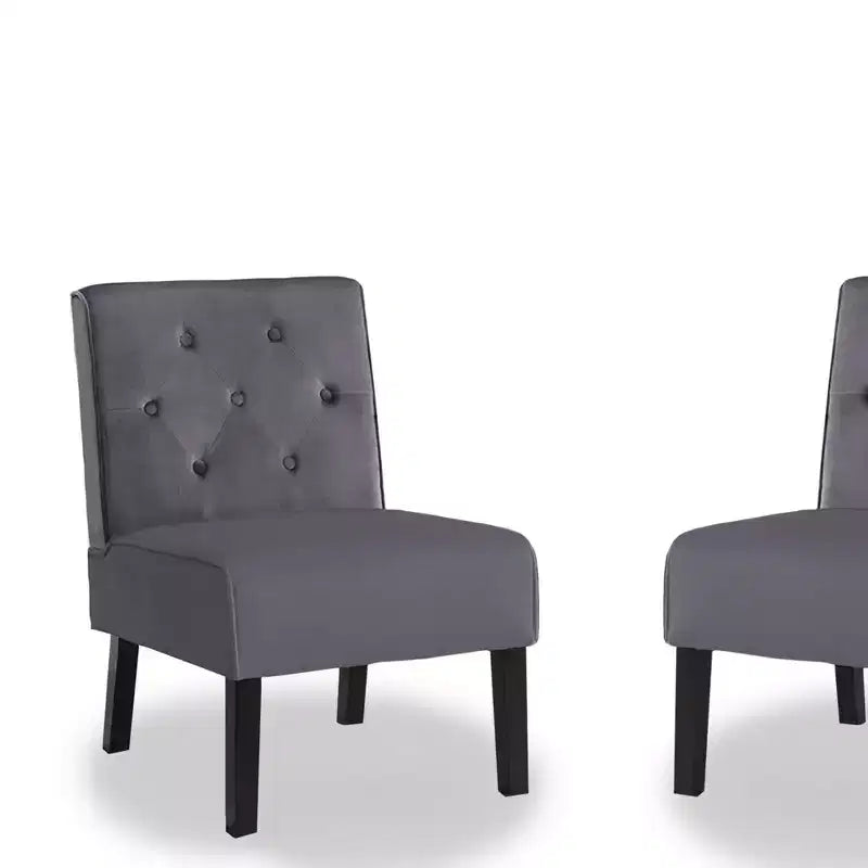 Fauteuil d'appoint en velours, sans accoudoirs, avec capitonnage à boutons
