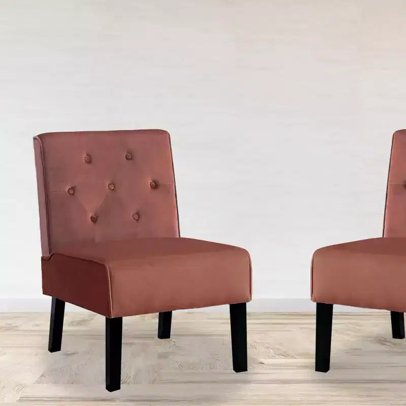 Fauteuil d'appoint en velours, sans accoudoirs, avec capitonnage à boutons