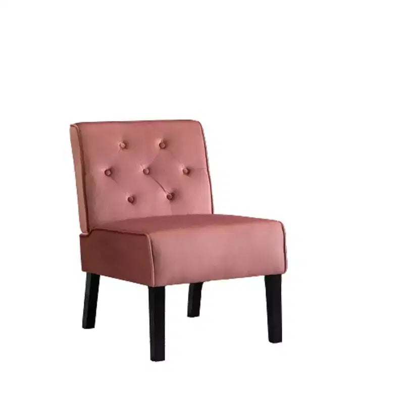 Fauteuil d'appoint en velours, sans accoudoirs, avec capitonnage à boutons