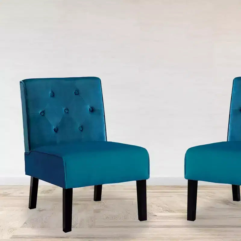 Fauteuil d'appoint en velours, sans accoudoirs, avec capitonnage à boutons