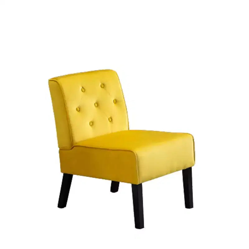 Fauteuil d'appoint en velours, sans accoudoirs, avec capitonnage à boutons