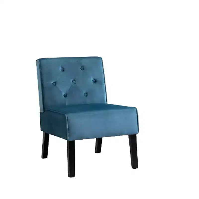 Fauteuil d'appoint en velours, sans accoudoirs, avec capitonnage à boutons
