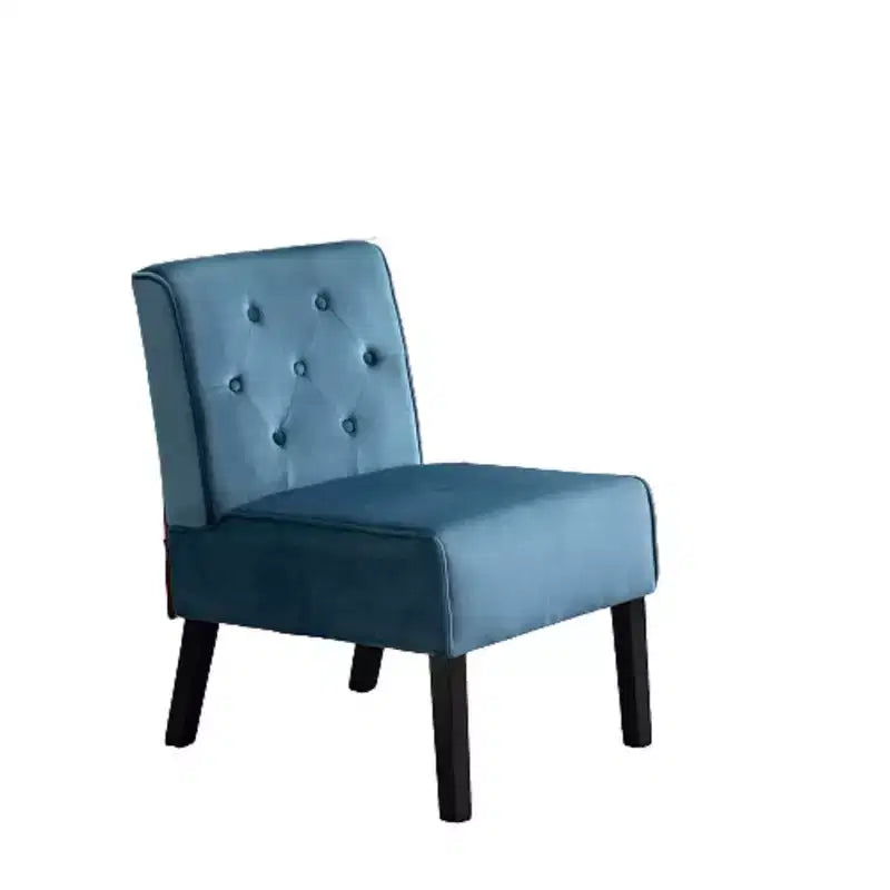 Fauteuil d'appoint en velours, sans accoudoirs, avec capitonnage à boutons