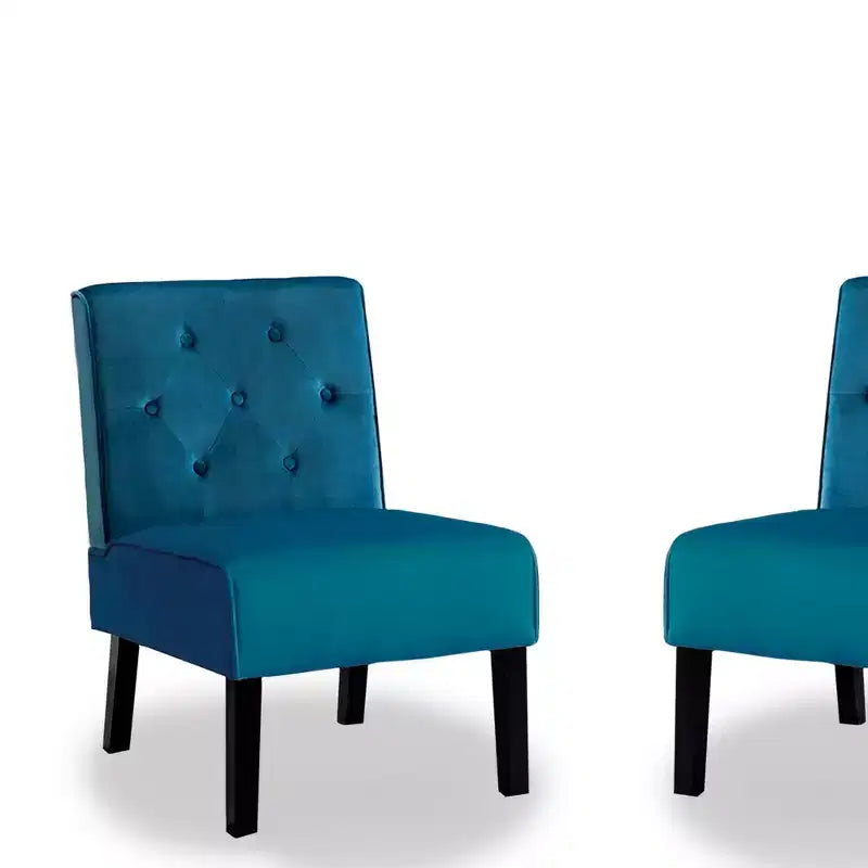 Fauteuil d'appoint en velours, sans accoudoirs, avec capitonnage à boutons