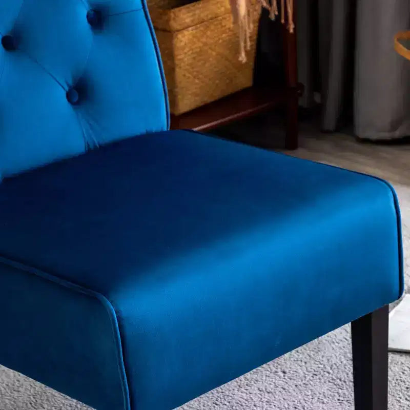 Fauteuil d'appoint en velours, sans accoudoirs, avec capitonnage à boutons