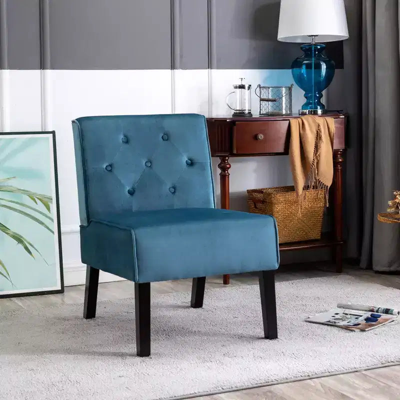 Whisen 2 Piece Velvet Fabric Accent Chair, Armless Chair with Button Tufted Pattern and Premium High Density Foam Cushion