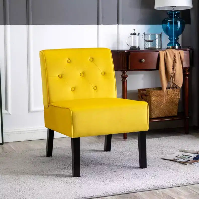 Fauteuil d'appoint en velours, sans accoudoirs, avec capitonnage à boutons