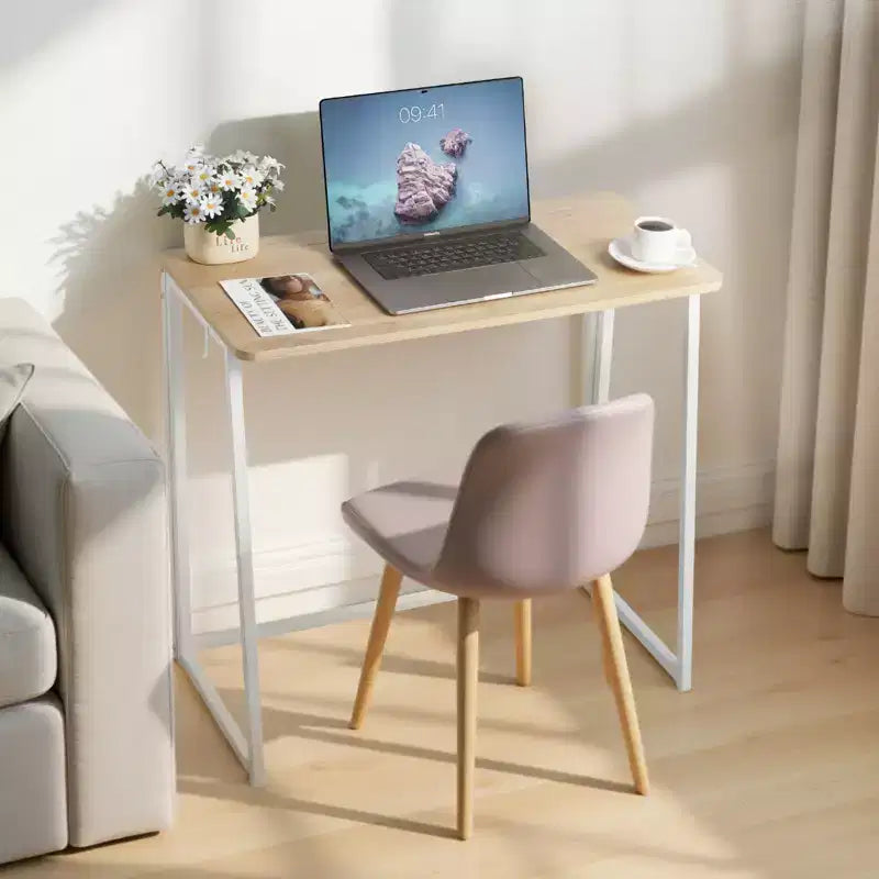 Bureau pliable, table pliable de 80 cm pour petits espaces avec crochets de rangement