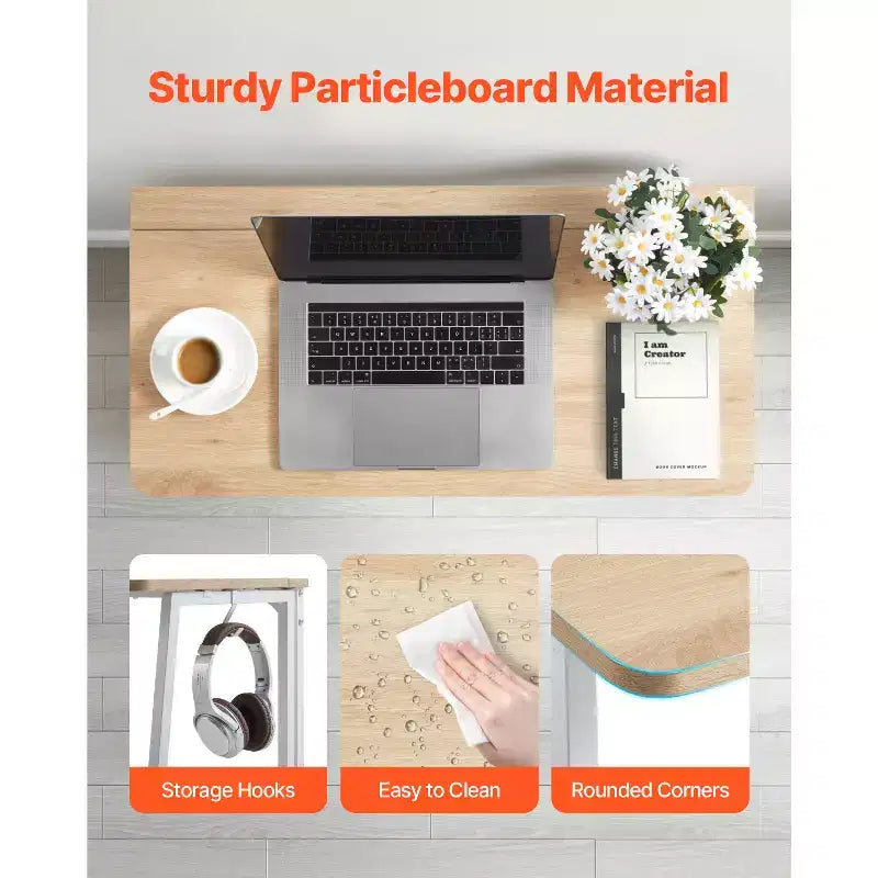 Bureau pliable, table pliable de 80 cm pour petits espaces avec crochets de rangement