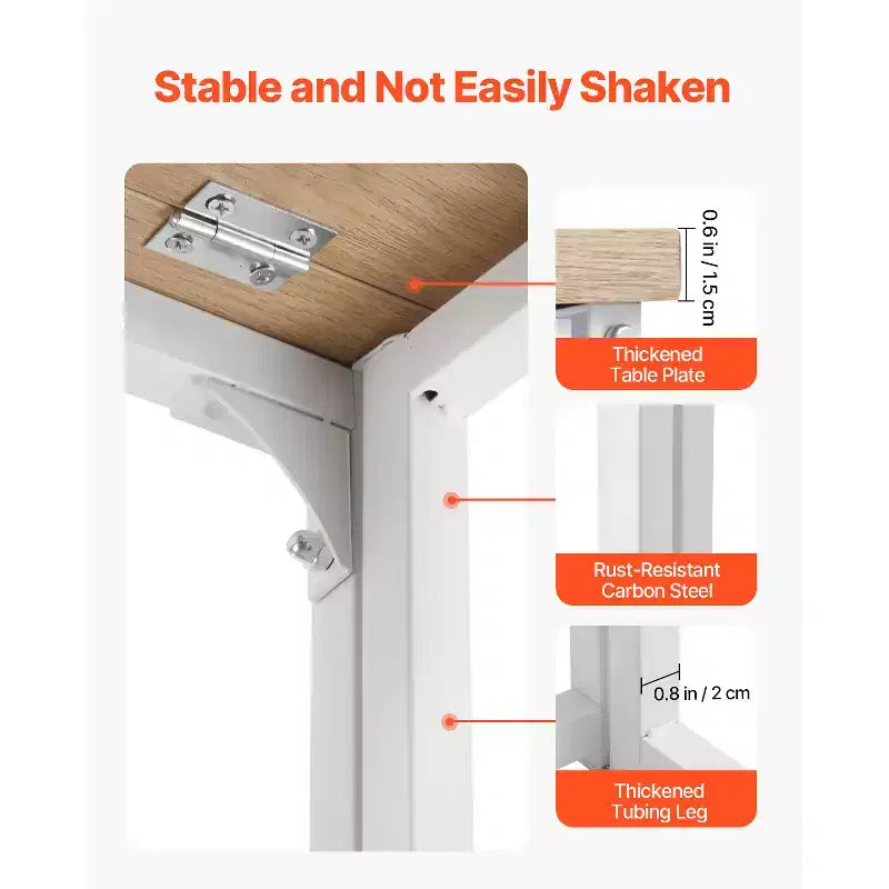 Bureau pliable, table pliable de 80 cm pour petits espaces avec crochets de rangement