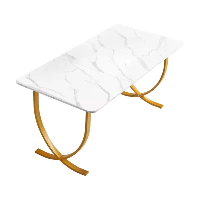 VEVOR Executive Desk, 63Wx31.5D Large Office Desk,Modern Computer Table Conference Meeting Room Table,Business Furniture Enlarged Desktop,White+Gold