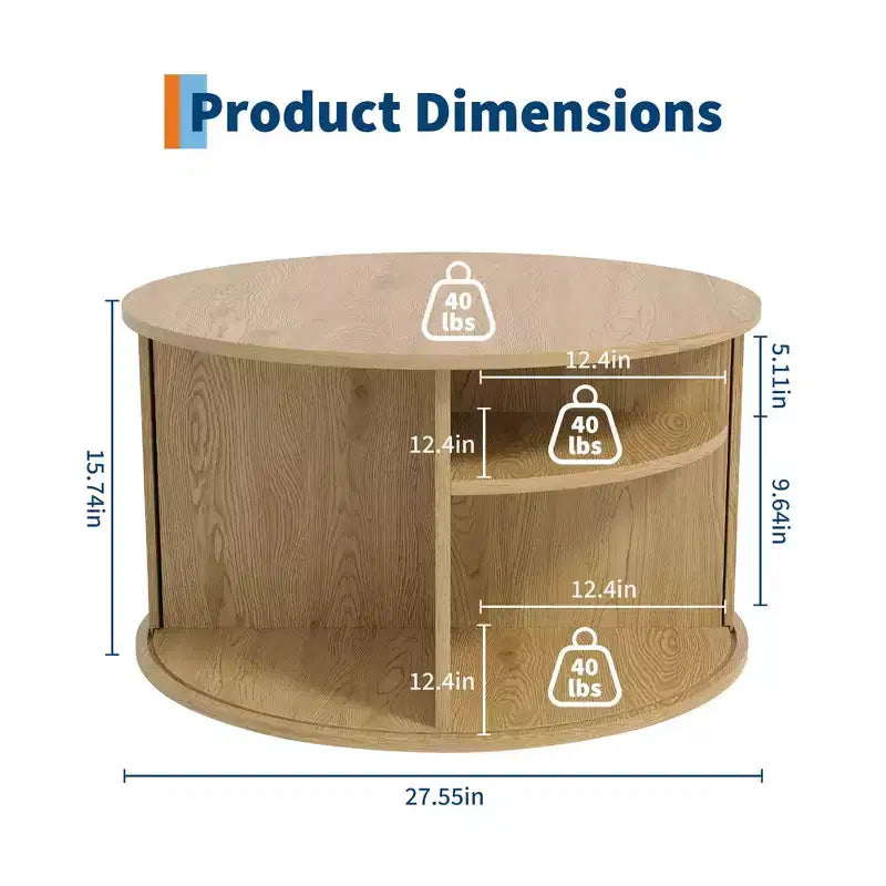 Table basse ronde Mid-Century Modern Design cannelé