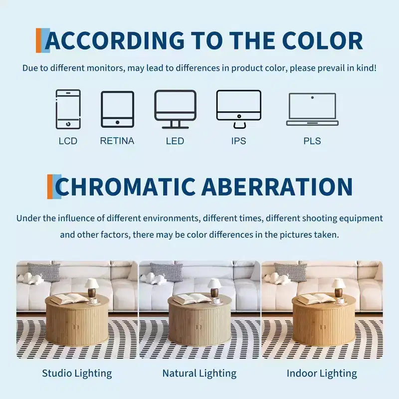 Table basse ronde Mid-Century Modern Design cannelé