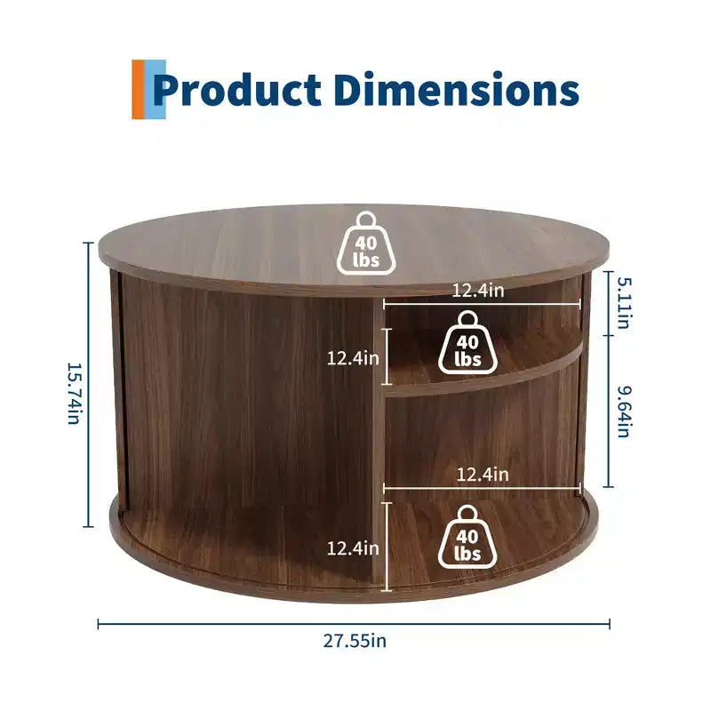 Table basse ronde Mid-Century Modern Design cannelé