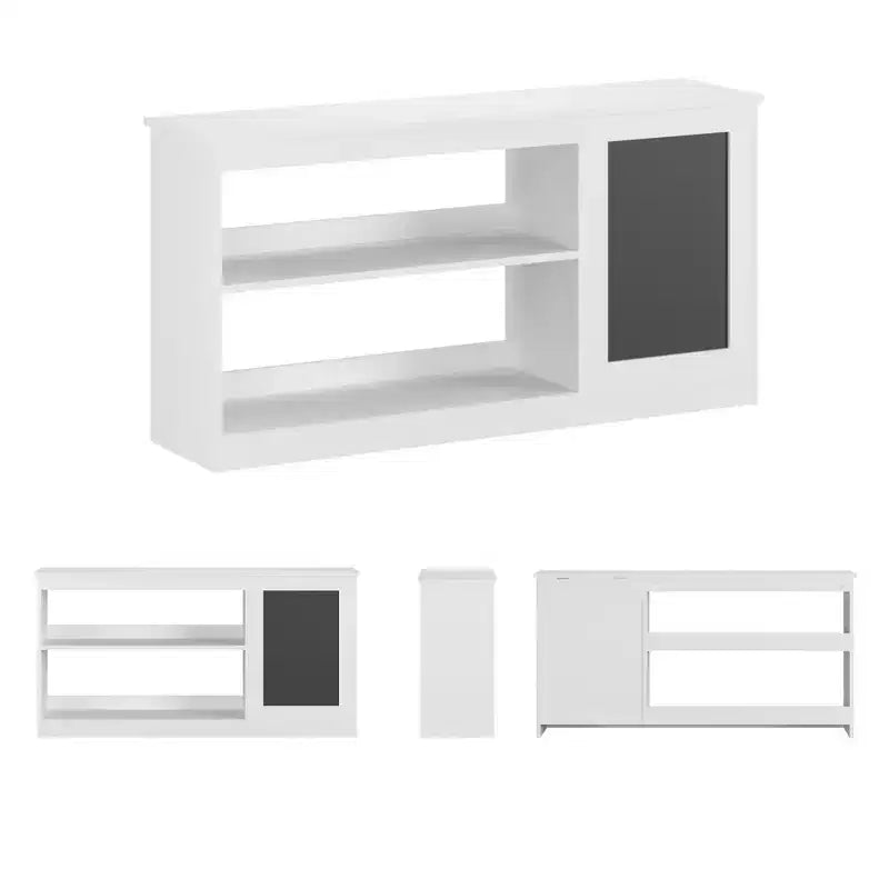 Étagère à Livres et Meuble de Rangement pour Jouets 3-en-1 avec Tableau Noir, Organiseur Moderne Blanc pour Enfants