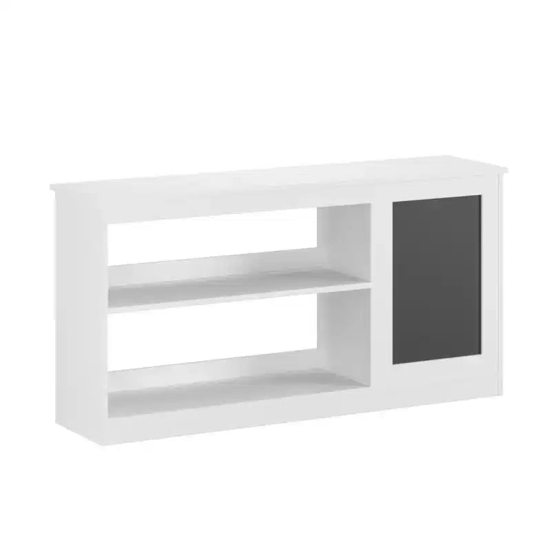 Étagère à Livres et Meuble de Rangement pour Jouets 3-en-1 avec Tableau Noir, Organiseur Moderne Blanc pour Enfants