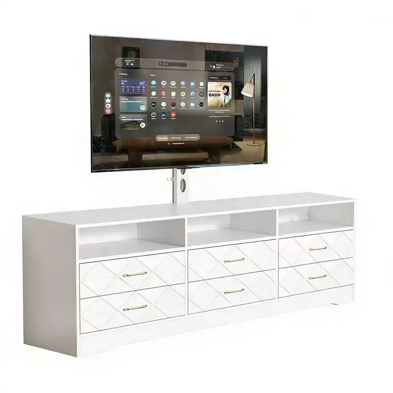 TV Stand with Mount for 35-85 Inch TVs, 6 Drawer Entertainment Center, Adjustable Media Console Storage for Living Room