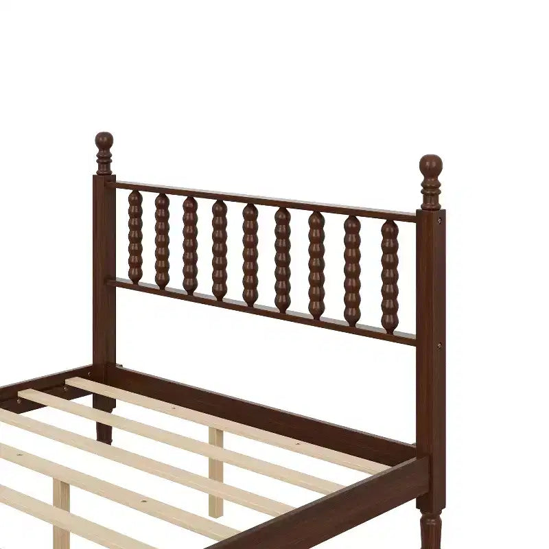 Lit plateforme rétro en bois avec tête de lit en forme de gourde