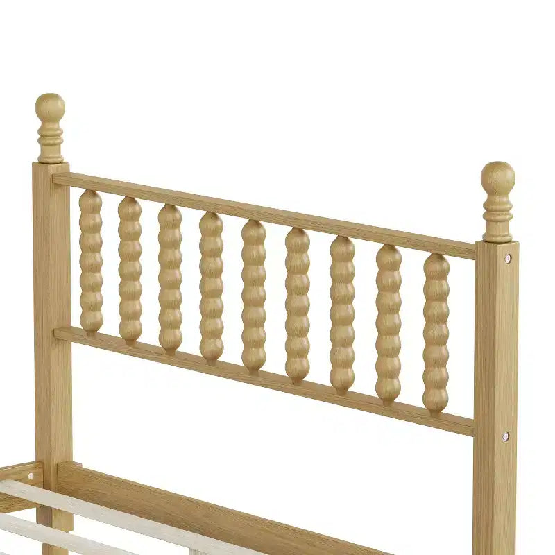 Lit plateforme rétro en bois avec tête de lit en forme de gourde